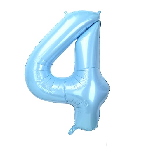 Luftballon mit der Zahl 4, 101,6 cm, Babyblau, für Geburtstagsparty-Dekorationen, groß, selbstaufblasende Heliumfolien-Zahlenballons 0-9, für Luftballons/Jubiläum/Feiern, Dekorationen (Babyblau #4) von Dbmoon