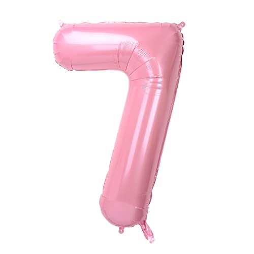 Dbmoon 40'' Groß Folienballon Zahl 7 Rosa, Zahlen Luftballon 0-9, Helium Ballons Zahlen für Mädchen Jungen Geburtstag Dekoration/Jubiläums Dekoration/Feier Ballons Dekorationen (Rosa#7) von Dbmoon