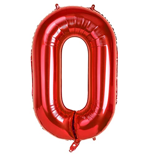 40" Rot Folienballon Zahl 0, Groß Zahlenballon 0-9, Helium Ballons Zahlen für Mädchen Jungen Geburtstagsdeko/Jubiläums Deko/Silvester Deko (Rot#0) von Dbmoon
