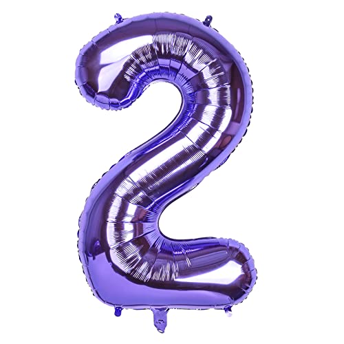 Dbmoon 40'' Lila Folienballon Zahl 2, Groß Zahlen Luftballon 0-9, Helium Ballons Zahlen für Altersballons Geburtstagsfeier Dekorationen/Jubiläumsbedarf (Lila#2) von Dbmoon