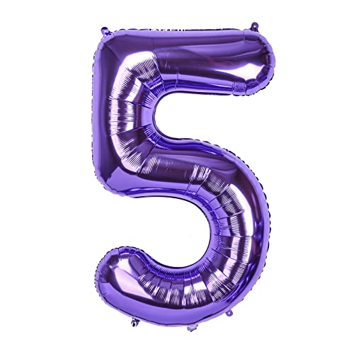 Dbmoon 40'' Lila Folienballon Zahl 5, Groß Zahlen Luftballon 0-9, Helium Ballons Zahlen für Altersballons Geburtstagsfeier Dekorationen/Jubiläumsbedarf (Lila#5) von Dbmoon