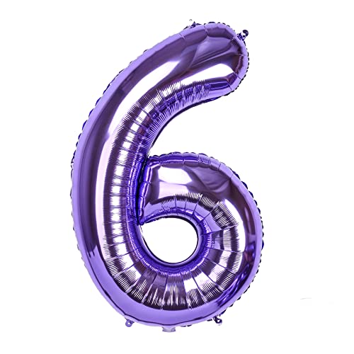 Dbmoon 40'' Lila Folienballon Zahl 6, Groß Zahlen Luftballon 0-9, Helium Ballons Zahlen für Altersballons Geburtstagsfeier Dekorationen/Jubiläumsbedarf (Lila#6) von Dbmoon