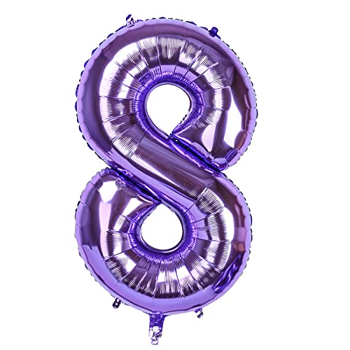 Dbmoon 40'' Lila Folienballon Zahl 8, Groß Zahlen Luftballon 0-9, Helium Ballons Zahlen für Altersballons Geburtstagsfeier Dekorationen/Jubiläumsbedarf (Lila#8) von Dbmoon