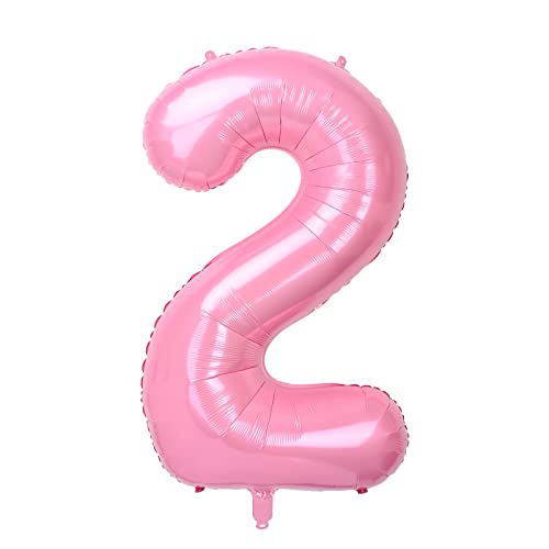 Dbmoon 40'' Groß Folienballon Zahl 2 Rosa, Zahlen Luftballon 0-9, Helium Ballons Zahlen für Mädchen Jungen Geburtstag Dekoration/Jubiläums Dekoration/Feier Ballons Dekorationen (Rosa#2) von Dbmoon