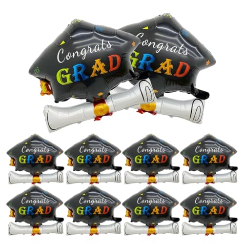10pcs Klasse von 2023 Abschlussfolienballons, Herzlichen Glückwunsch Grad Bachelor Cap, Klasse von 2023 Ballondekorationen für Abschlussfeier und Zeremonie 10pcs Klasse von 2023 Abschlussfolienballons, Herzlichen Glückwunsch Grad Bachelor Cap, Klasse von 2023 Ballondekorationen für Abschlussfeier und Zeremonie von Dbvnnsy