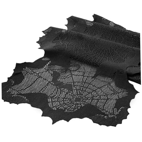Dbvnnsy 13x68 Zoll Gothic Spitzen Halloween Spider Web Bat Tischläufer, gruseliges schwarzes Tischtuch für Zuhause, Café, Party, Bankettdekoration von Dbvnnsy