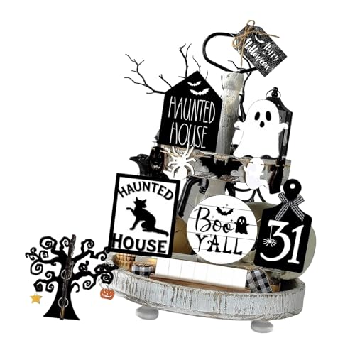 15 Halloween-Holzdekorationen für gestufte Tabletts, einschließlich Fledermaus-Sprecher-Schilder und Spukhaus-Partys, bukolische Bauernhäuser, Partyzubehör von Dcaknri