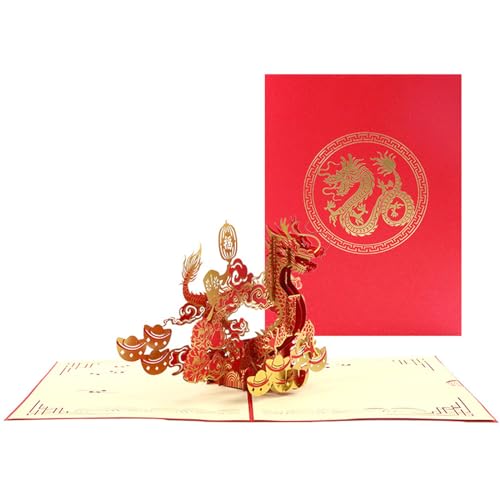 2024 Neujahrskarten 3D Dragon Popup Grußkarte Mit Umschlägen Leere Notizkarten Home Office School Supplies Geschenke von Dcaknri