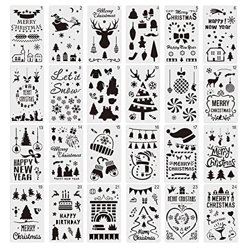 24 PCs Weihnachtszeichnungsvorlagen Hohlausmale Schablonen Mit Frohes Neues Jahr Home Decor 24 PCs Weihnachtszeichnungsvorlagen Hohlausmale Schablonen Mit Frohes Neues Jahr Home Decor von Dcaknri
