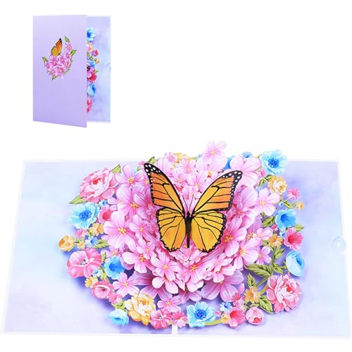 3D Popup Butterfly Blumenkarte Geburtstagsgrußkarten Hochzeitsbedarf Papier Postkarten Dankekarten Kreativ von Dcaknri