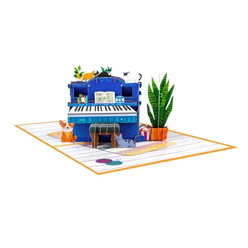 Dcaknri Künstlerische 3D Popup Blue Piano Karte Zarte Handgefertigte 3D Blue Piano Card Begrüßungskarte Für Home Office Decoration von Dcaknri