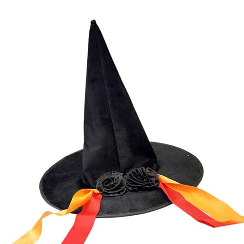 Dcaknri Traditioneller spitzer Hexenhut, Kopfbedeckung, Kostümzubehör für Halloween-Partys, Schulveranstaltungen und Mystery-Themen, Stoff-Hexenhut von Dcaknri