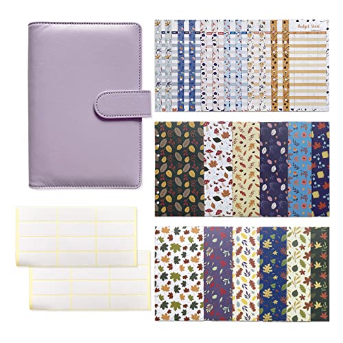 Leder-Binder-Set mit 12 Blättern, 24 Aufklebern, Planer, Notizbuch, Tagebuch für Damen, Herren, Aufkleber, Etiketten, Geldumschläge, Geldbörse und monatliche Rechnungen, Organizer-Taschen für Damen Leder-Binder-Set mit 12 Blättern, 24 Aufklebern, Planer, Notizbuch, Tagebuch für Damen, Herren, Aufkleber, Etiketten, Geldumschläge, Geldbörse und monatliche Rechnungen, Organizer-Taschen für Damen von Dcaknri