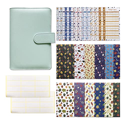 Leder-Binder-Set mit 12 Blättern, 24 Aufklebern, Planer, Notizbuch, Tagebuch für Damen, Herren, Aufkleber, Etiketten, Geldumschläge, Geldbörse und monatliche Rechnungen, Organizer-Taschen für Damen Leder-Binder-Set mit 12 Blättern, 24 Aufklebern, Planer, Notizbuch, Tagebuch für Damen, Herren, Aufkleber, Etiketten, Geldumschläge, Geldbörse und monatliche Rechnungen, Organizer-Taschen für Damen von Dcaknri