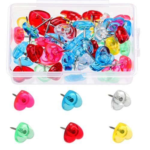 50/100/150 Stück Herz-Pinnnadeln für Schule, Büro, Pinnwand, Korktafel, Pinnwand, Zeichennadeln, Karte, buntes Herz von Dcfbkl
