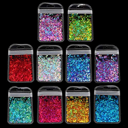 Glitzer-Epoxidharz-Flocken in 10 Farben, hohl, runde Form, verschiedene Pailletten, 2 g, Epoxidharz-Form-Set, Schlüsselanhänger von Dcfbkl