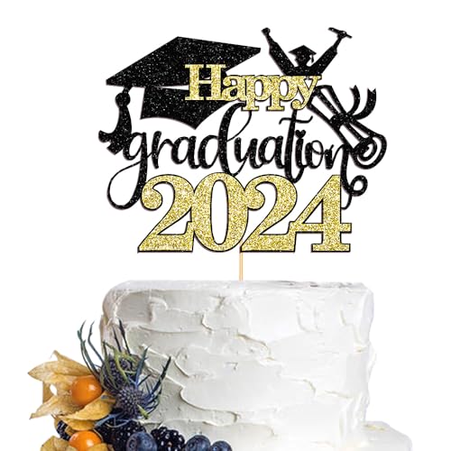 Dcokska Tortenaufsatz "Happy Graduation 5,134.0 cm 2024, Happy Graduation Motto-Party, Kindergarten, Grundschule, Mittelhochschule, Hochschule, Universität, Abschlussfeier, Party-Dekoration, Zubehör von Dcokska