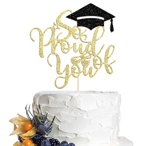 Dcokska Tortenaufsatz mit Aufschrift "So Proud of You", "Done/Congratulations Graduation Party Decoration", "Congratulations You Did It/I'm Done", Party-Dekoration, goldfarben und schwarz Dcokska Tortenaufsatz mit Aufschrift "So Proud of You", "Done/Congratulations Graduation Party Decoration", "Congratulations You Did It/I'm Done", Party-Dekoration, goldfarben und schwarz von Dcokska
