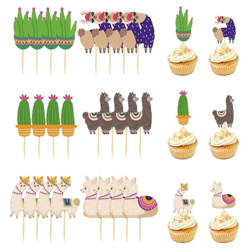 Dcsfadq 24 Stück Alpaka Kaktus Cupcake Topper Deko Set, Bunt Lama Geburtstagskuchen Deko, Partyzubehör für Geburtstag, Tortendekoration Niedlich Cupcake DIY Deko für Kinder Party Dcsfadq 24 Stück Alpaka Kaktus Cupcake Topper Deko Set, Bunt Lama Geburtstagskuchen Deko, Partyzubehör für Geburtstag, Tortendekoration Niedlich Cupcake DIY Deko für Kinder Party von Dcsfadq