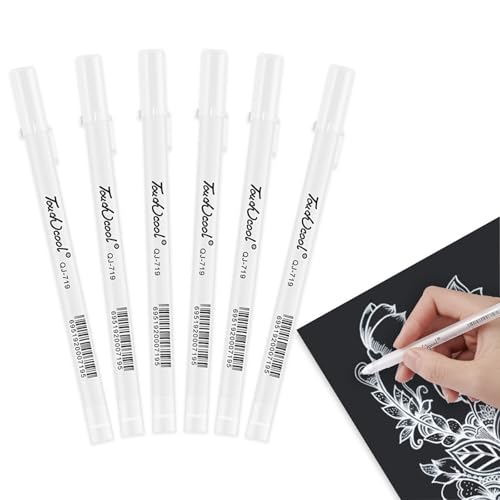 Dcsfadq 6 Stück Weißer Gelstift für Highlights, Wasserfest Marker Stifte, Weiße Handlettering Stifte für Schwarzes Papier, Scrappingbook, Zeichnungen Dcsfadq 6 Stück Weißer Gelstift für Highlights, Wasserfest Marker Stifte, Weiße Handlettering Stifte für Schwarzes Papier, Scrappingbook, Zeichnungen von Dcsfadq