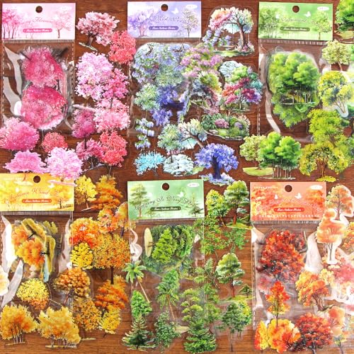 240 Stück Wald Sticker Set Baum Wald Pflanze Aufkleber Journal Pflanzen Sticker Stickerbögen Scrapbook Stickers Scrapbooking Aufkleber für Diy Fotoalbum Tagebuch Notizbuch von Ddayup
