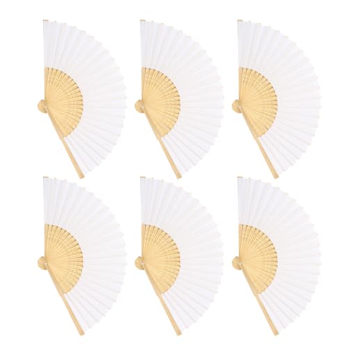 Ddujbtp 6 Teilige Mehrfarbige Handheld Kühlfans Set Künstlerische Handwerksmalerei Weddings Partyzubehör Faltbare Handfans Paper Wedding Fans von Ddujbtp