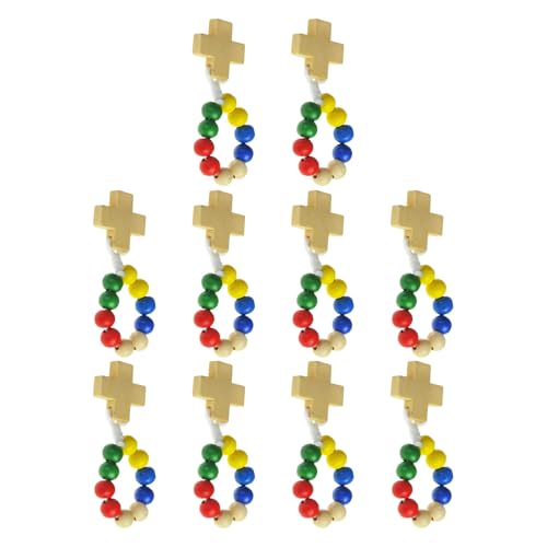 Ddujbtp Eleganter 8 mm Holz-Finger-Rosenkranz mit Kreuzen für Gebet und Achtsamkeit, natürliche Farbe, 8 mm Holz-Rosenkranz von Ddujbtp