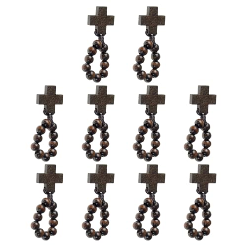 Eleganter 8 mm Holz-Finger-Rosenkranz mit Kreuzen für Gebet und Achtsamkeit, natürliche Farbe, 8 mm Holz-Rosenkranz von Ddujbtp
