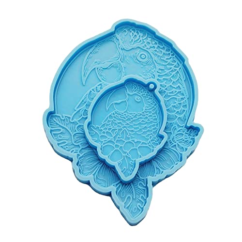 Epoxidharzform Papageienform Silikonform für Epoxidgussformen für Schlüsselanhänger, Anhänger, einzigartiges Geschenk, Papageien-Silikon, 2 Stück von Ddujbtp