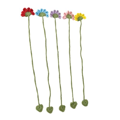Lesezeichen mit Häkelblumen, handgefertigt, gestrickt, Blumenmuster, Lesezeichen für Buchliebhaber, Valentinstag, Weihnachten, 5 Stück Lesezeichen mit Häkelblumen, handgefertigt, gestrickt, Blumenmuster, Lesezeichen für Buchliebhaber, Valentinstag, Weihnachten, 5 Stück von Ddujbtp