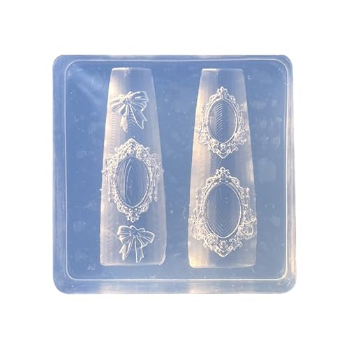 Set Von 2pcs/1pc Silikonnägeln Kunstformen Mit Geprägter Rahmendesign Für Handgefertigte Nägel Dekorationen Nail Art Silikonform von Ddujbtp