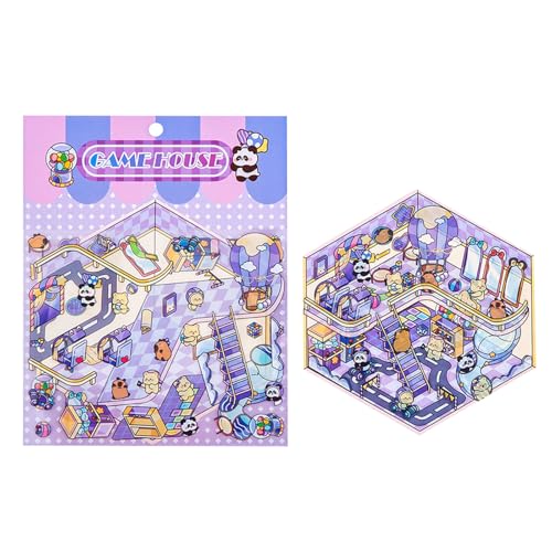 Spaß Miniatur Szene Aufkleber Cartoon House Für Scrapbooking Journal Notebook Foto Frame Telefon Hülle Haus von Ddujbtp
