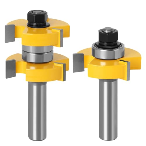 1-1/2 "2-Bit 12mm 1/2 Schaftzunge Und Rille Router Bit Set-Gelenkmontage Router Bit Eingestellt 1-1/2" Stock Holzschneidwerkzeug,12,7 Mm Schaft von Ddyspan