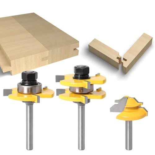 3 Pc 6mm 1/4 Schaftzungenfrühnungsgelenksbaugruppe Router Bit Gehrung Strecke Bit Holzbearbeitungswerkzeuge,6,35 Mm Schaft von Ddyspan