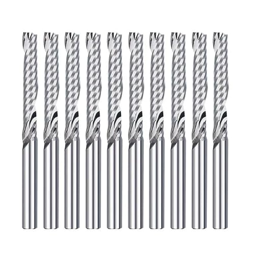 Ddyspan Endmühle 3,175 Mm (1/8) Schaft -Einflöten -Fräsenschneider Ein Flötenspiralrouter Bit Carbid CNC Cutter,3.175x2x8x38mm von Ddyspan