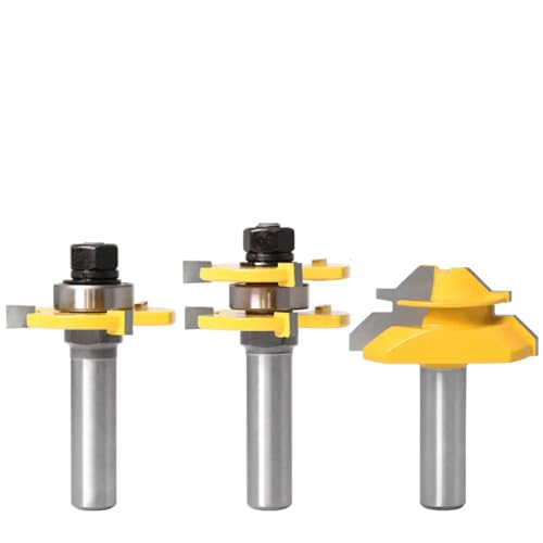 Zunge Und Rillen -Router -Werkzeugwerkzeugsatz 1/2 Schaft Mit 45 ° Lock Gehrung Bit ½ '' 12mm Schaft - Massivstahl, Holzbearbeitungswerkzeuge,1/2 Schaft von Ddyspan