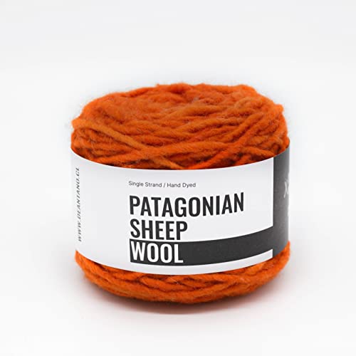 Garn der Patagonischen Schafwolle, Orange Garn, Strickgarn, 1 Strang, manuell gefärbt, 100 % Schafwolle, 109 Yards | Perfekt für Häkelnadel, Stricknadel (11-17) Kreuzstich Dicke Matte von De Antaño
