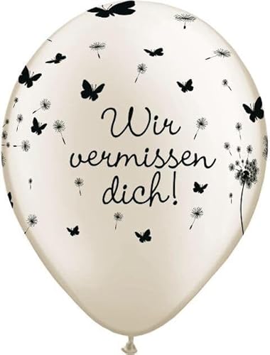DeCoArt... SET 10 Luftballons Wir vermissen dich cashmere 28 cm Ballongas geeignet und 10 Ballonverschlüsse weiß auf Wunsch gerne auch schwarz von DeCoArt... by Kathrin Friedenstab-Maschner