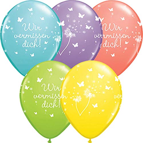 DeCoArt... SET 10 Luftballons Wir vermissen dich farbig bunt mix 28 cm Ballongas geeignet und 10 Ballonverschlüsse Öko von DeCoArt... by Kathrin Friedenstab-Maschner