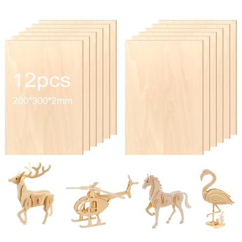 DeJivsin 12 Stück Sperrholz 2mm, Balsaholz Platte 300 * 200 * 2mm Natürliches Unfertiges Holzplatten zum Basteln Dünne holz Zuschnitte für DIY Modell, Kunst und Handwerk, Gemälde DeJivsin 12 Stück Sperrholz 2mm, Balsaholz Platte 300 * 200 * 2mm Natürliches Unfertiges Holzplatten zum Basteln Dünne holz Zuschnitte für DIY Modell, Kunst und Handwerk, Gemälde von DeJivsin