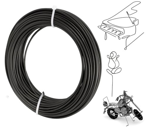 DeJivsin 3mm Basteldraht Aluminium, 30m Schwarz Draht Biegsamer Draht zum Basteln Schmuck Modellierdraht für Schmuck, DIY Dekoteile, Bonsai-Bäume von DeJivsin