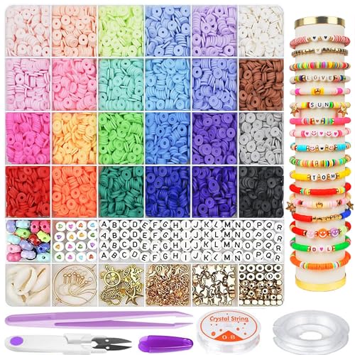 DeJivsin Perlen zum Auffädeln 6000 Stück, Clay Beads, Perlen für Armbänder, Perlen set, Halskette Schmuckherstellung, Liebe und Brief Perlen, Armband set Selber Machen DeJivsin Perlen zum Auffädeln 6000 Stück, Clay Beads, Perlen für Armbänder, Perlen set, Halskette Schmuckherstellung, Liebe und Brief Perlen, Armband set Selber Machen von DeJivsin