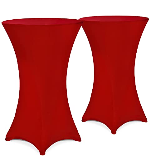 DeTeX® 2X Stehtisch Hussen Ø 60-65/70-75/80-85cm Viele Farben 30°C Waschbar Verstärkte Standfüße Stehtischhusse Überzug Stretch (Ø 80-85cm, Rot) von DeTeX