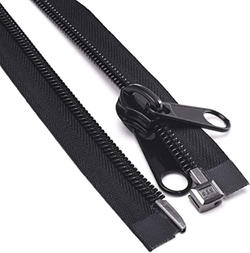 Spulenreißverschlüsse, Reißverschlüsse for Nähen, 10 33-Zoll-trennende große Nylon-Reißverschlüsse, schwarzes Klebeband mit doppeltem Zuglaschenschieber, robuste Reißverschlüsse for Nähen, Schlafsack, von DeUyo