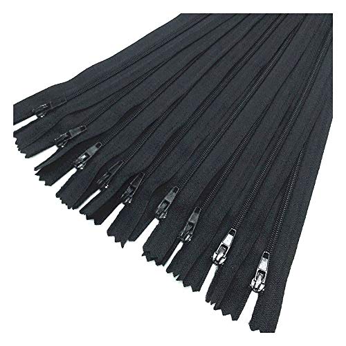 Spulenreißverschlüsse, Reißverschlüsse for Nähen, 10 Stück Reißverschlüsse, schwarze Farbe 3# geschlossene Nylon-Spiralreißverschlüsse, DIY Schneiderhandwerk (6–24 Zoll) 15–60 cm (Größe: 16 Zoll 40 cm von DeUyo