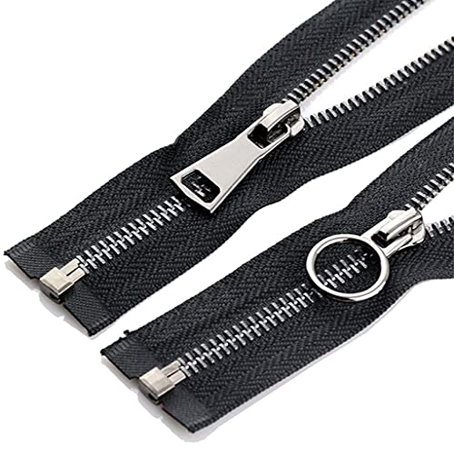 Spulenreißverschlüsse, Reißverschlüsse for Nähen, 5# Metall-Reißverschluss mit offenem Ende, 15 cm – 150 cm, Metall-Reißverschluss, Gun Metal Black, offenes Ende (Farbe: Kreisschieber, Größe: 20 cm, 2 Spulenreißverschlüsse, Reißverschlüsse for Nähen, 5# Metall-Reißverschluss mit offenem Ende, 15 cm – 150 cm, Metall-Reißverschluss, Gun Metal Black, offenes Ende (Farbe: Kreisschieber, Größe: 20 cm, 2 von DeUyo
