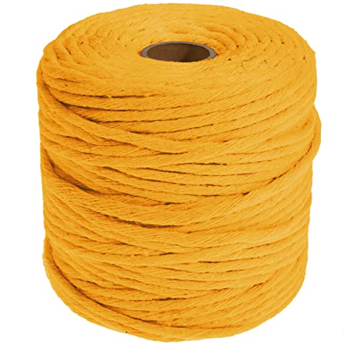 DéVa Makramee Garn - 5mm x 100m Länge - Makramee Band aus 100% Baumwolle gelb von DéVa