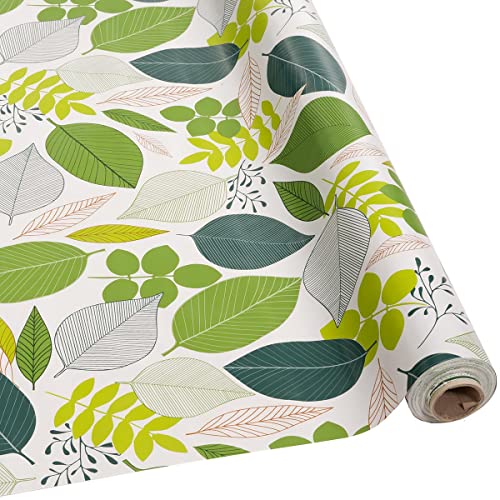 DéVa Wachstuchtischdecke Blättervielfalt grün in 1,4m Breite (Meterware) - PVC Wachstuch - Outdoor und Indoor Tischdecke von DéVa