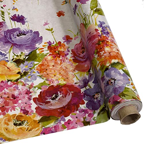 DéVa Wachstuchtischdecke Bunte Blüten in 1,4m Breite (Meterware) - PVC Wachstuch - Outdoor und Indoor Tischdecke von DéVa