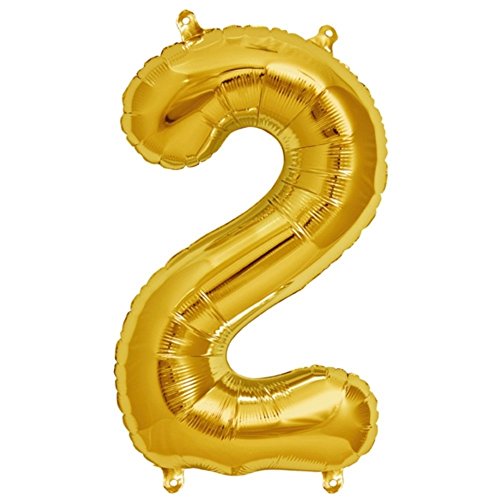 FUNXGO® Folienballon Zahl 2 Gold - Riesenzahl Ballon ca.100 cm - fliegt mit Helium - 2 geburtstag luftballon - Deko zum Geburtstage, Party, Hochzeiten - Ballon 2 Gold von FUNXGO